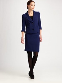 Luxe doublefaced wool crepe, tailored in a classic pencil silhouette.Self waistbandBack ventConcealed back zipFully linedAbout 23 longWoolDry cleanImportedModel shown is 5'10½ (177cm) wearing US size 4. Luxe doublefaced wool crepe, tailored in a classic pencil silhouette.Self waistbandBack ventConcealed back zipFully linedAbout 23 longWoolDry cleanImportedModel shown is 5'10½ (177cm) wearing US size 4.