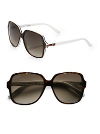 Signature web stripes and GG logo add authentic style to these glam acetate frames. Available in havana white with brown gradient lens.Signature web and GG brit temples100% UV protectionMade in Italy Signature web stripes and GG logo add authentic style to these glam acetate frames. Available in havana white with brown gradient lens.Signature web and GG brit temples100% UV protectionMade in Italy
