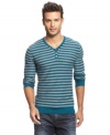 No need to bulk up - this lightweight striped sweater with button placket from INC International Concepts won't weigh down your weekend style. (Clearance)