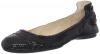 Calvin Klein Women's Priya Classic Python Ballet Flat,Black,10 M US