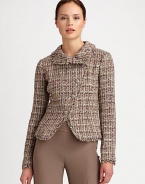 Wonderfully textural tweed, tailored in a body-conscious, ultra feminine silhouette.Notched foldover collarAsymmetrical button frontSide welt pocketsFully linedAbout 19 from shoulder to hem95% metallic thread/5% polyesterDry cleanImportedModel shown is 5'10½ (177cm) wearing US size 4. 