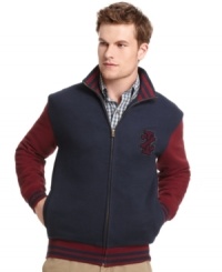 Earn your varsity stripes in style with this preppy fleece jacket from Izod. Earn your varsity stripes in style with this preppy fleece jacket from Izod.