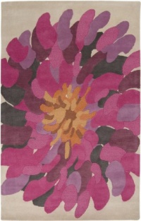 Area Rug 8x11 Rectangle Contemporary Ivory-Fuschia Color - Surya Bombay Rug from RugPal Area Rug 8x11 Rectangle Contemporary Ivory-Fuschia Color - Surya Bombay Rug from RugPal