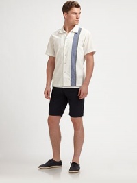 Classic colorblock designs adds dimension and contemporary edge to this tailored short, set in cool, comfortable nylon.Flat-front styleSide slash, back patch pocketsInseam, about 10NylonMachine washMade in USA Classic colorblock designs adds dimension and contemporary edge to this tailored short, set in cool, comfortable nylon.Flat-front styleSide slash, back patch pocketsInseam, about 10NylonMachine washMade in USA