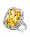 Bright and beautiful. Arabella's stunning cocktail ring features a cushion-cut yellow Swarovski zirconia (11-1/2 ct. t.w.) surrounded by two rows of round-cut white Swarovski zirconias (1-5/8 ct. t.w.). Crafted in sterling silver. Size 7.