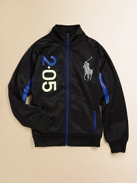 Signature big pony detail with a pop of color to a classic full-zip track jacket.Stand collarLong sleevesZip-frontZip hand pocketsRibbed cuffs and hemPolyesterMachine washImported Signature big pony detail with a pop of color to a classic full-zip track jacket.Stand collarLong sleevesZip-frontZip hand pocketsRibbed cuffs and hemPolyesterMachine washImported