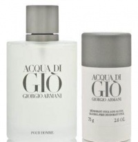 Acqua Di Gio By Giorgio Armani For Men Edt Spray 3.4 Oz & Alcohol Free Deodorant Stick 2.6 Oz