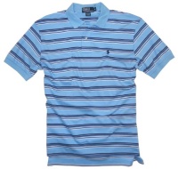 Polo Ralph Lauren Mens Classic-fit Striped Interlock Polo Shirt, Regent Blue Polo Ralph Lauren Mens Classic-fit Striped Interlock Polo Shirt, Regent Blue