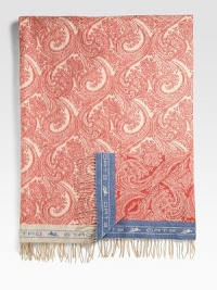 Paisley style for any room in your home, woven in Italy from fine wool with fringed ends and versatile style. Fringed endsLogo corner detail55 X 71WoolDry cleanMade in Italy Paisley style for any room in your home, woven in Italy from fine wool with fringed ends and versatile style. Fringed endsLogo corner detail55 X 71WoolDry cleanMade in Italy