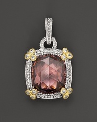 Sparkling raspberry crystal is accented with 18K gold, sterling silver and shimmering white sapphires. From Judith Ripka. Sparkling raspberry crystal is accented with 18K gold, sterling silver and shimmering white sapphires. From Judith Ripka.