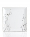 Wildflowers sparkle as they grow on the glazed white porcelain of these Platinum Silhouette Square plates from Charter Club dinnerware. The dishes have a banded edge that adds a classic touch to a pattern with modern spirit.