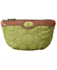 Carry your cosmetics in style with this quilted bag by Fossil. Contrast trim and colorful logo detail give an ultra cool look to this everyday necessity. Carry your cosmetics in style with this quilted bag by Fossil. Contrast trim and colorful logo detail give an ultra cool look to this everyday necessity.