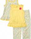 Carters Girls 2T-4T Floral 3pc Pajama Set (2T)