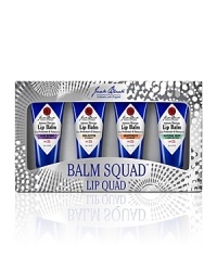 The latest collection of best-selling balms with a new, limited-edition flavor! This super troupe of Jack Black's famous, moisturizing, SPF 25 balms keeps lips healthy and protected all year long. With classic Natural Mint & Shea Butter, Grapefruit & Ginger, Shea Butter & Vitamin E and limited-edition Acai Berry & Vanilla, Balm Squad Lip Quad makes the ultimate stocking stuffer. Ready to gift in a festive, elegant carton. The latest collection of best-selling balms with a new, limited-edition flavor! This super troupe of Jack Black's famous, moisturizing, SPF 25 balms keeps lips healthy and protected all year long. With classic Natural Mint & Shea Butter, Grapefruit & Ginger, Shea Butter & Vitamin E and limited-edition Acai Berry & Vanilla, Balm Squad Lip Quad makes the ultimate stocking stuffer. Ready to gift in a festive, elegant carton.