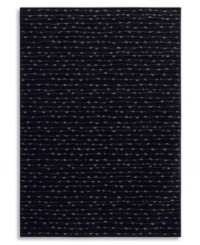 This soft, texturally interesting area rug from Karastan adorns your floor with an organic stripe pattern that suggests the look of beads strung across a field of deep, bold indigo. Ideal for any decor, made from 100% premium worsted 2-ply wool for a soft hand and long-lasting wear. This soft, texturally interesting area rug from Karastan adorns your floor with an organic stripe pattern that suggests the look of beads strung across a field of deep, bold indigo. Ideal for any decor, made from 100% premium worsted 2-ply wool for a soft hand and long-lasting wear.