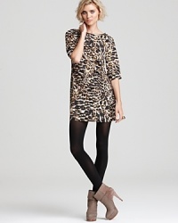 Shift into fall in this breezy PJK Patterson J. Kincaid dress enriched with an on-trend animal print and shiny metallic accents. Shift into fall in this breezy PJK Patterson J. Kincaid dress enriched with an on-trend animal print and shiny metallic accents.
