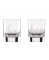 A perfect pair, kate spade new york's Two of a Kind double old-fashioned glasses are elegantly etched for the happy couple with his and hers in luminous glass. Cute for newlyweds, fun for your valentine.