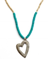 Show the love. Strung with wooden beads and a hand-cut and hammered pendant, this Heart of Haiti necklace is crafted by a co-op that supports women's employment in local communities. Show the love. Strung with wooden beads and a hand-cut and hammered pendant, this Heart of Haiti necklace is crafted by a co-op that supports women's employment in local communities.
