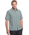 Get the day started off right in sleek stripes on this shirt from Via Europa.