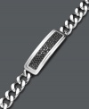 A modern men's bracelet with a hint of extra shine. This sophisticated bracelet styles combines a curb link chain, ID tag design, and round-cut black sapphires (2-1/2 ct. t.w.). Set in sterling silver. Approximate length: 8-1/2 inches.