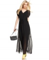 A chiffon overlay adds sheer style to this RACHEL Rachel Roy maxi dress -- pop it with brights for a hot summer look!