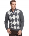 Style takes a scholarly turn with this handsome argyle sweater from Tasso Elba.