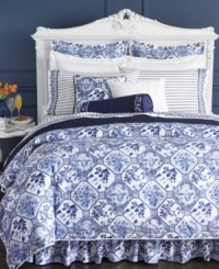 Adorned with a vivid watercolor print inspired by Eastern porcelain, this Lauren Ralph Lauren sham embellishes your bed in luxurious 100% cotton. (Clearance)