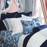 Lauren Ralph Lauren Palm Harbor Flat Sheet, Queen Blue/white Octagonal Lauren Ralph Lauren Palm Harbor Flat Sheet, Queen Blue/white Octagonal