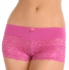 Angelina Cotton+Lace Boxer Short, with Lined Cotton Crotch, No Side Seams (12 Panties per Pack, 7 Assorted Colors)