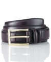 Sleek and sophisticated, this Geoffrey Beene leather dress belt puts the final punctuation on your look.
