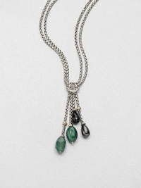 From the Bijoux Collection. An elegant mix of semi-precious stones accented with radiant 18k gold on two rows of sleek, sterling silver box link chains. Malachite, green onyx and hematiteSterling silver18k goldLength, about 18Toggle closureImported From the Bijoux Collection. An elegant mix of semi-precious stones accented with radiant 18k gold on two rows of sleek, sterling silver box link chains. Malachite, green onyx and hematiteSterling silver18k goldLength, about 18Toggle closureImported