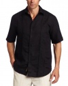 Cubavera Men's Short Sleeve Tuck Panel with Embroidered Shirt