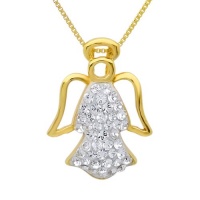 18K Gold Over Sterling Silver Swarovski Crystal Angel Necklace on an 18in. Box Chain 18K Gold Over Sterling Silver Swarovski Crystal Angel Necklace on an 18in. Box Chain