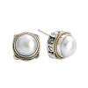 925 Silver & Mabe Pearl Earrings with 18k Gold Accents