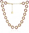 Anne Klein Union Square Gold-Tone Red Enamel Link Necklace