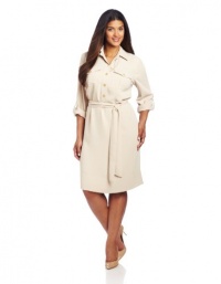 Jones New York Women's Plus Size Long Sleeve Tunic Dress With Tie