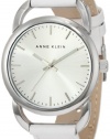 Anne Klein Women's 10/9927SVWT Leather Silver-Tone White Leather Strap Watch