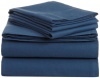 Pinzon Signature 190-Gram Cotton Velvet Flannel Queen Sheet Set, Smokey Blue