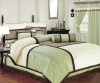 Chezmoi Collection 7 Pieces Solid 3 Tone Sage, Beige, with Brown Comforter Set Bed-in-a-bag California-cal King Size