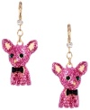Every fashionista knows that small dogs are the best accessory. Now add them to your ears with Betsey Johnson's rose-crystal chihuahua's. Crafted in gold-plated mixed metal with crystal eyes and a black bow detail on ear wire. Approximate drop: 1-3/4 inches.