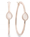 Classic earrings get a sparkly update. Victoria Townsend's stunning hoop earrings feature pear-cut rose quartz (5 ct. t.w.) in 18k gold over sterling silver. Approximate diameter: 1-1/2 inches.