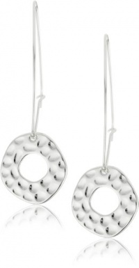 Nine West Silver-Tone Plated Hammered Textured Disc Wire Earrings