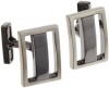 Kenneth Cole New York Mens Brushed Rhodium Rectangle With Polished Hematite Center Bar Cufflinks