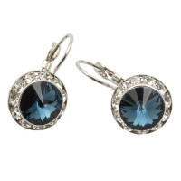 Montana Blue 15mm Crystal Drop Earrings Made with Swarovski Elements Montana Blue 15mm Crystal Drop Earrings Made with Swarovski Elements