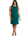 Calvin Klein Women's Plus-Size Dress With Neck Hardware, Lagoon, 24W