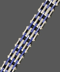 Stay connected to style. This intricate, multi-row bicycle chain bracelet is the perfect accent piece for the active male. Crafted in tungsten with blue resin accents. Approximate length: 8-1/2 inches. Stay connected to style. This intricate, multi-row bicycle chain bracelet is the perfect accent piece for the active male. Crafted in tungsten with blue resin accents. Approximate length: 8-1/2 inches.
