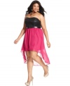 Dance the night away in Trixxi's strapless plus size dress, punctuated by a high-low hem!