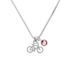 Small Bicycle Charm Necklace with Light Pink Crystal Drop