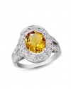 Effy Jewlery 14K White Gold Citrine and Diamond Ring, 2.36 TCW Ring size 7