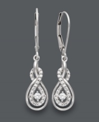Elegance comes easy in these evening-ready drop earrings by Wrapped in Love™. Swirls of round-cut diamonds (1/4 ct. t.w.) shine bright against a polished 14k white gold setting. Approximate drop: 1 inch. Elegance comes easy in these evening-ready drop earrings by Wrapped in Love™. Swirls of round-cut diamonds (1/4 ct. t.w.) shine bright against a polished 14k white gold setting. Approximate drop: 1 inch.
